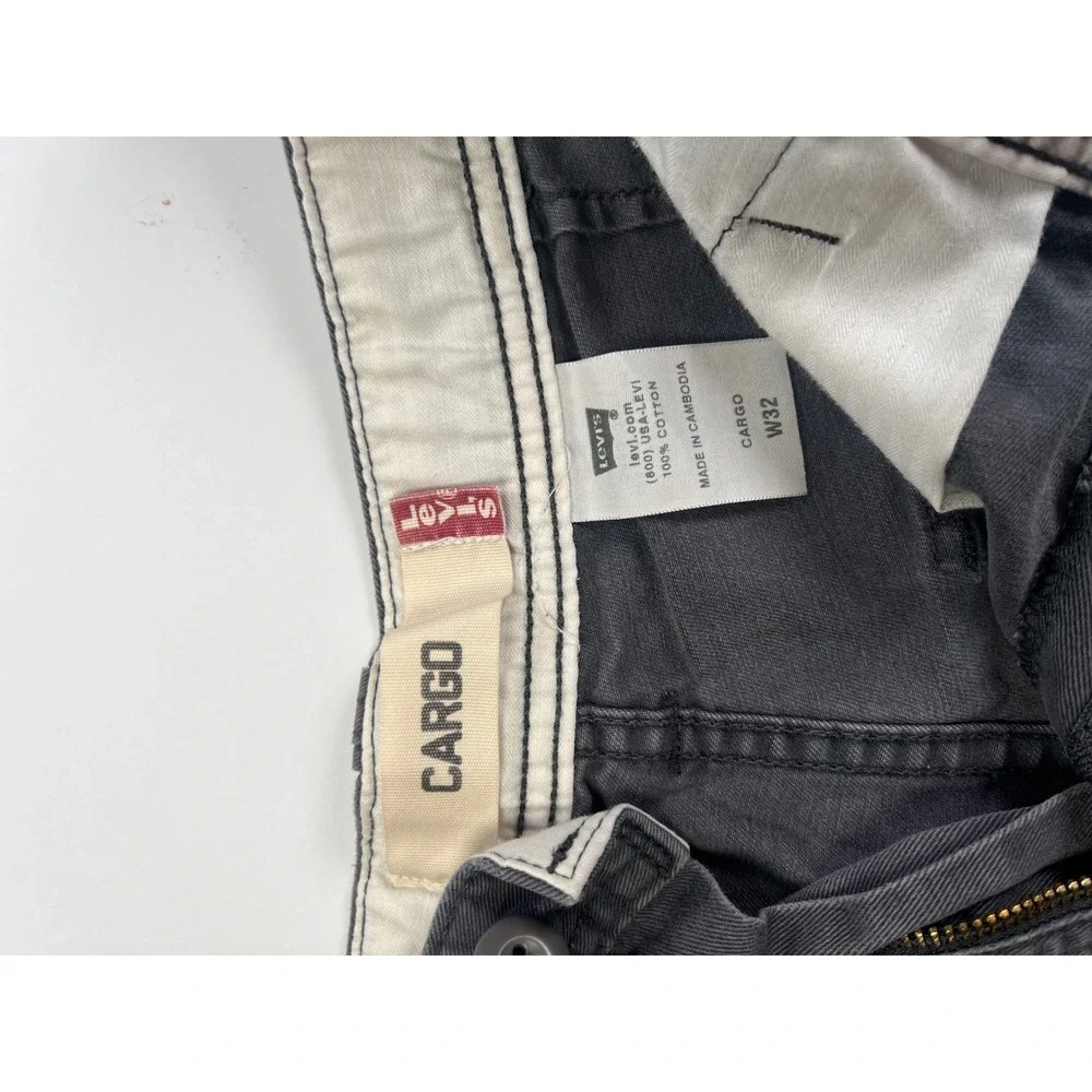 Levi's Cargo Shorts Mens 32 Charcoal Gray Cotton Utility Multi Pocket Workwear